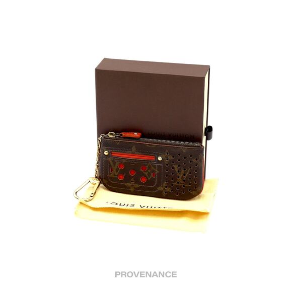 🔴 Louis Vuitton Key Pouch Cles - Perforated Monogram Orange